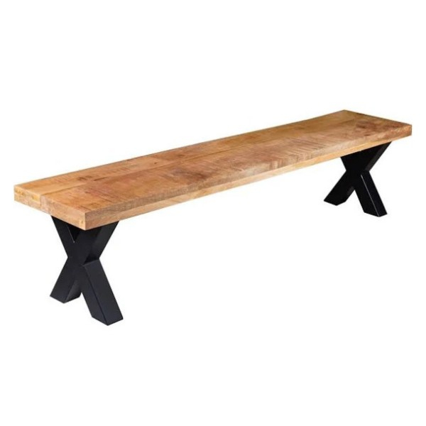 Bankje mangohout met X-poot onderstel.