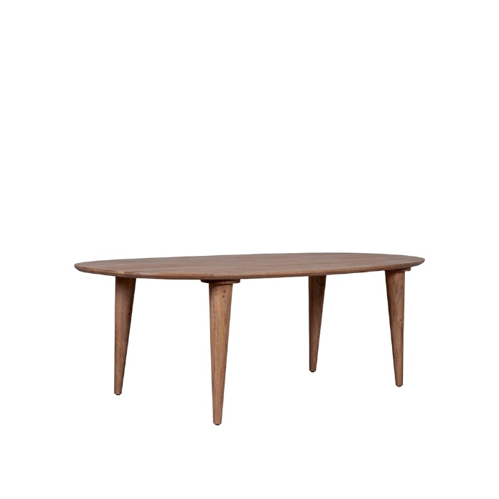 Eettafel Floor 180 cm in mangohout naturel, schuin van voren