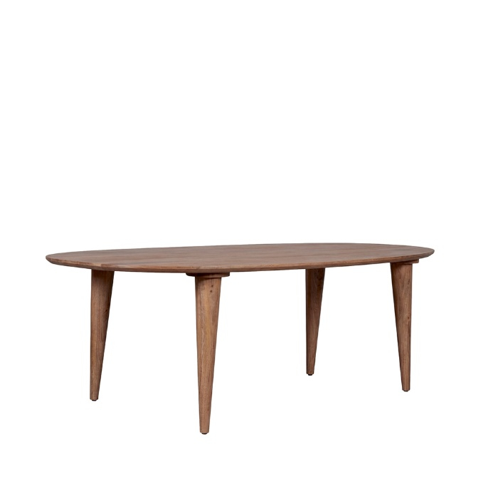 Eettafel Floor 200 cm in mangohout naturel, schuin van voren
