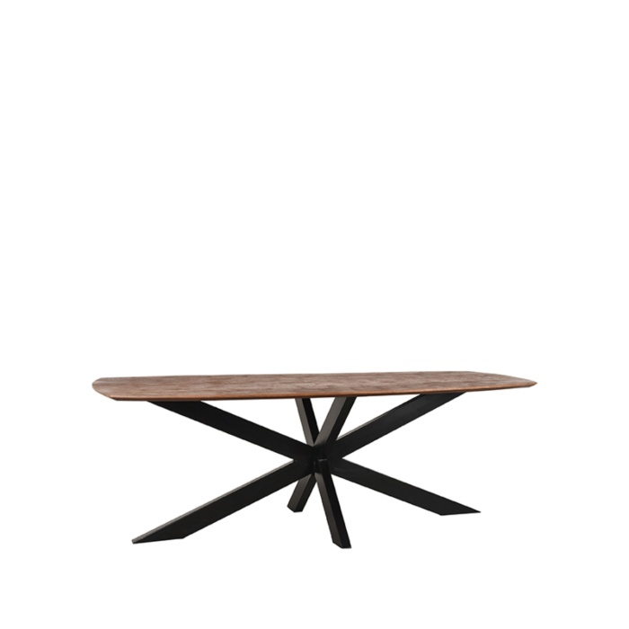Eettafel Zoe 190 cm in mangohout donkerbruin, schuin van voren