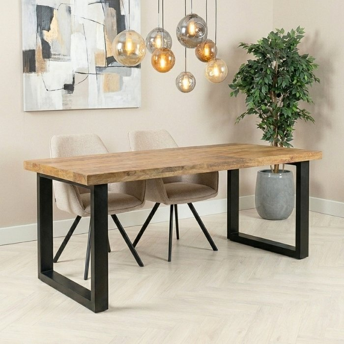 Mangohouten eettafel industrieel 160 cm