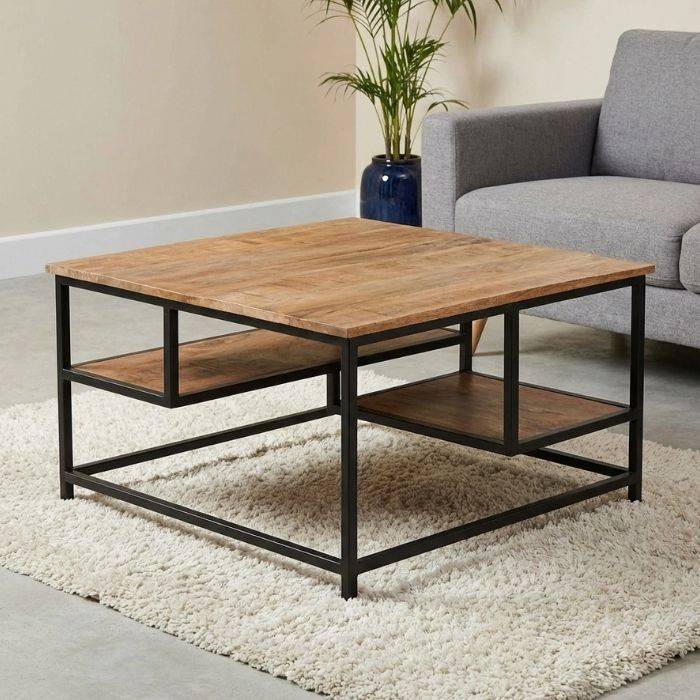 Mangohouten salontafel vierkant.