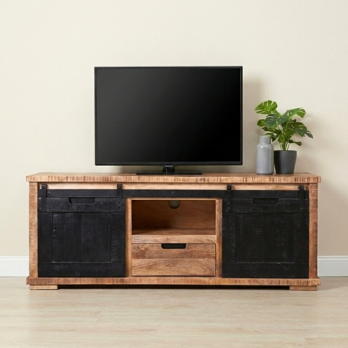 Mangohouten tv meubel 145 cm.