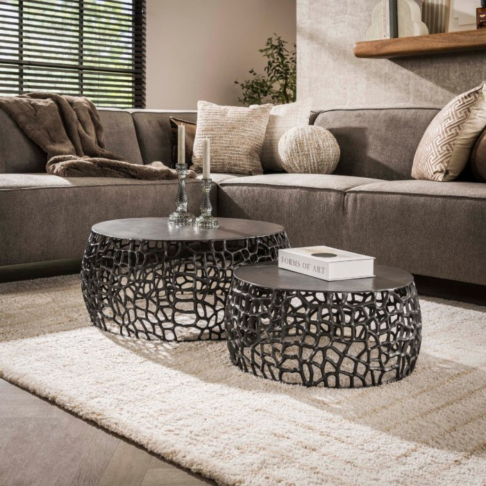 Metalen salontafel zwart nikkel Valo set van 2 - sfeerfoto 1