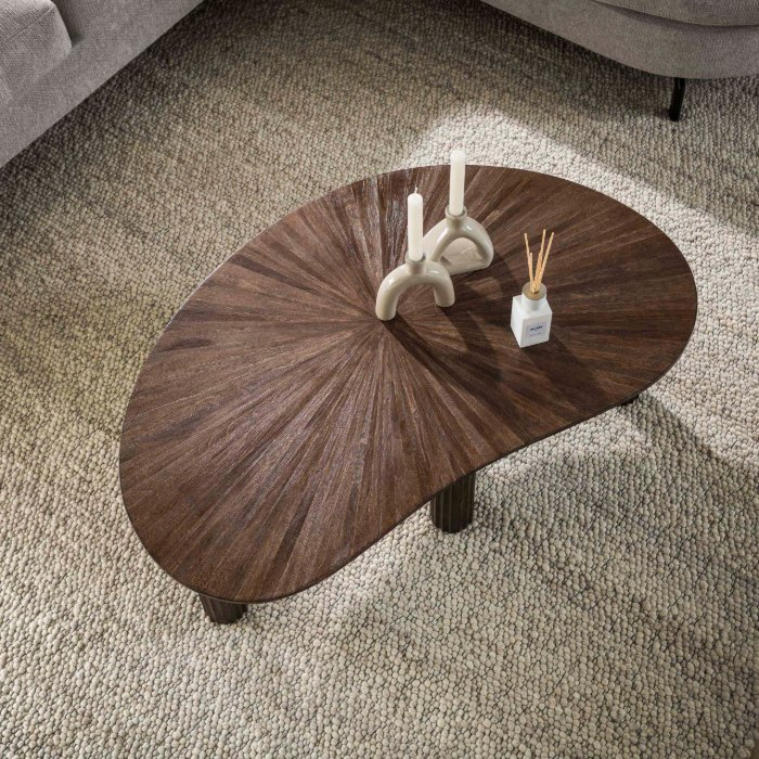 Niervormige salontafel teakhout 110 cm Olin - sfeerfoto 1