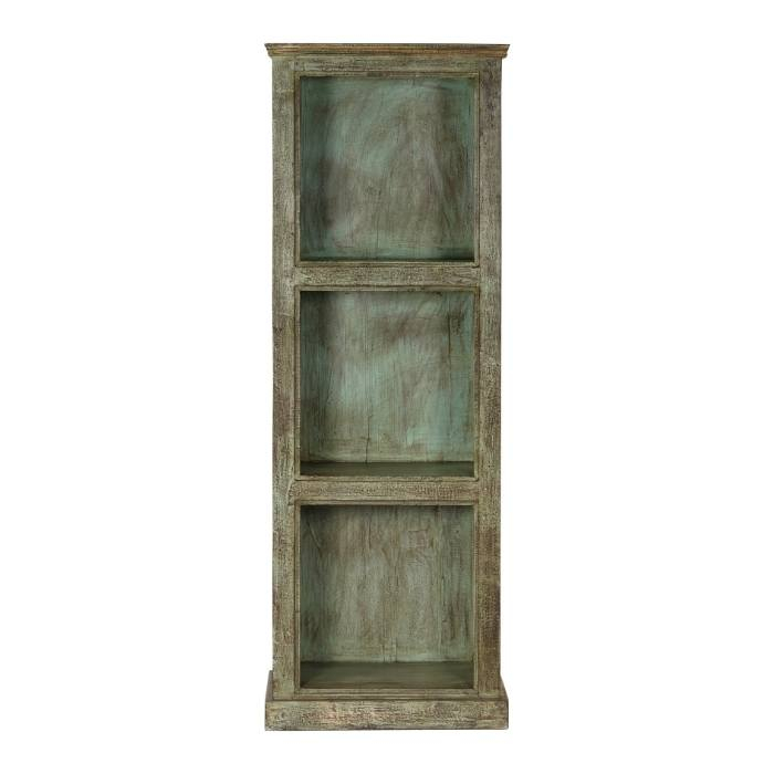 Boekenkast met drie open vakken. 