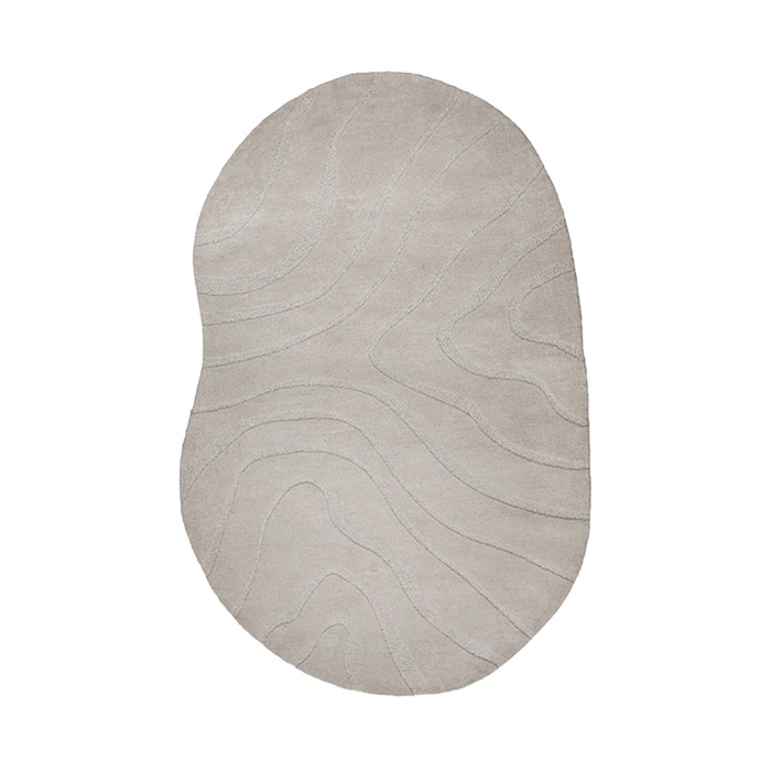 Organisch vloerkleed 200x300 Guusje taupe, van bovenaf gezien