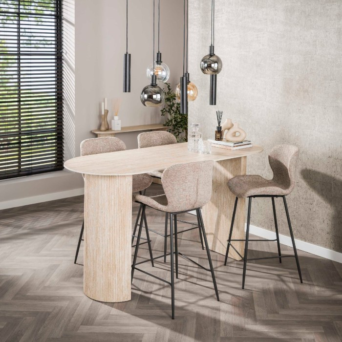 Ovale bartafel 180 cm Axel keramiek travertinlook met golfonderstel - sfeerfoto 1