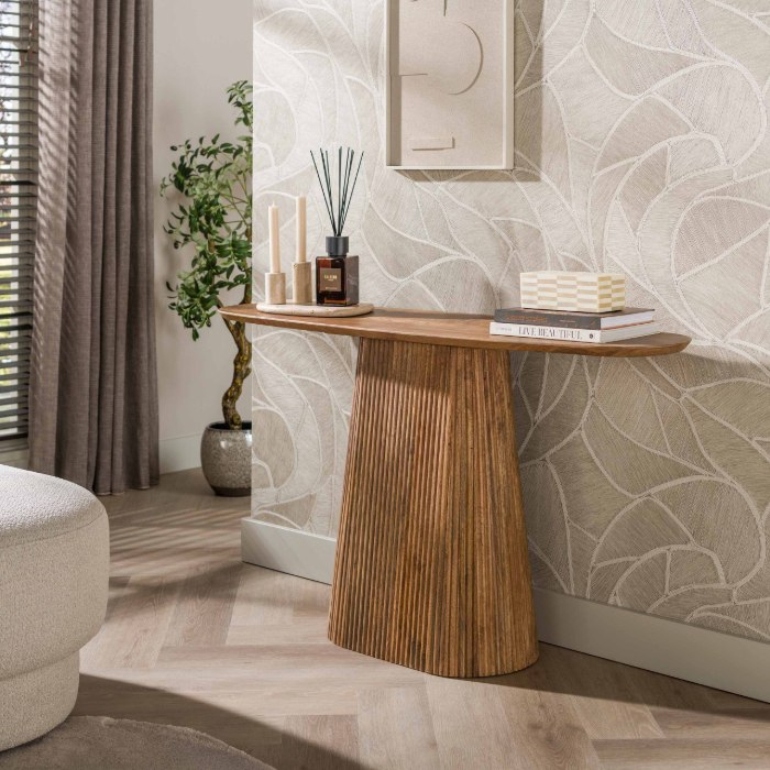 Ovale haltafel mangohout Kira naturel 135 cm - sfeerfoto 1