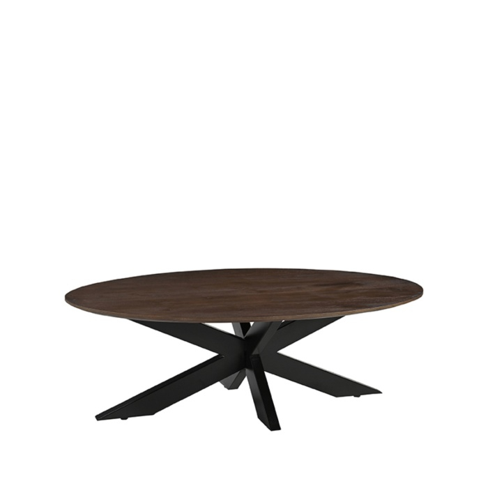 Ovale salontafel Jens mangohout 130 cm donkerbruin, recht van voren