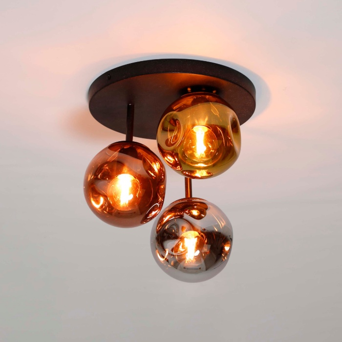 Plafondlamp met 3 glazen bollen Remo zwart - sfeerfoto 1