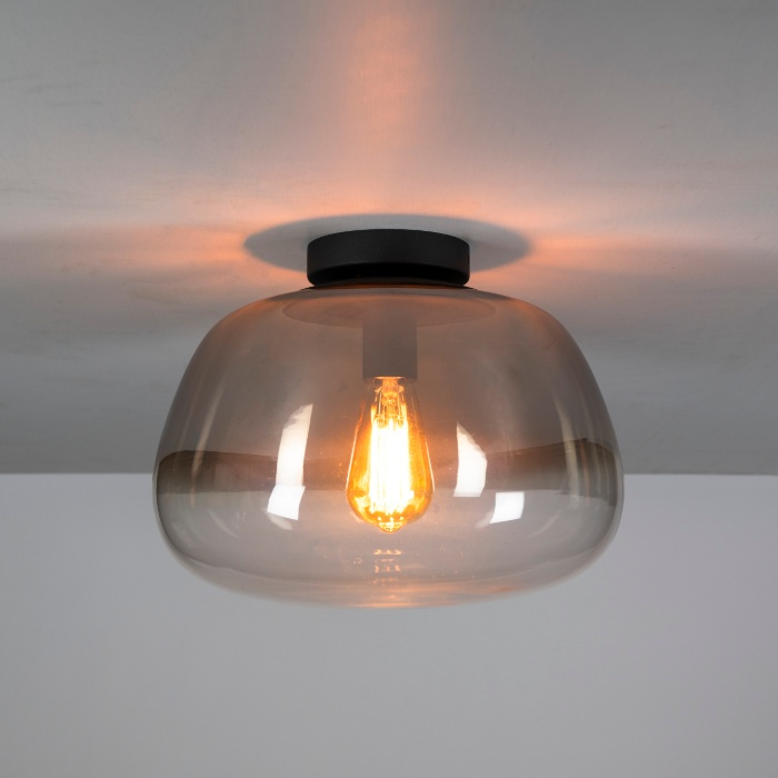 Plafondlamp van grijs smoke glas Ivo 36 cm - sfeerfoto 1