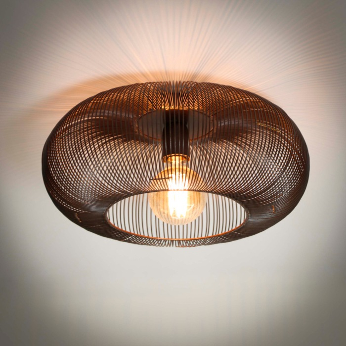 Plafondlamp in schijfvorm Mirko zwart nikkel 43 cm - sfeerfoto 1