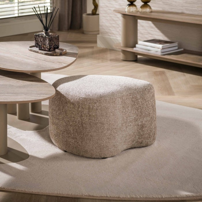 Poef Caro beige stof 58 cm - sfeerfoto 1