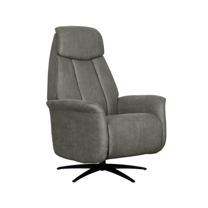 Relaxfauteuil elektrisch Odile in taupe micro-suède, schuin van voren