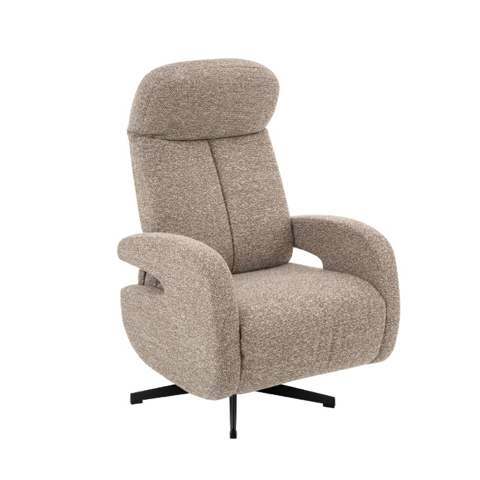 Relaxfauteuil Evi in grijs bouclé, schuin van voren