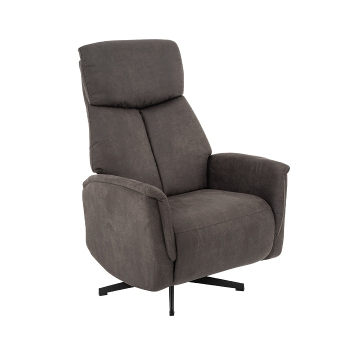 Relaxfauteuil Hidde in antraciet micro-suède, schuin van voren