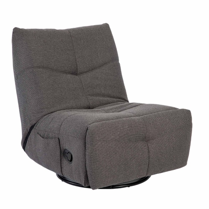 Relaxfauteuil Lazy donkergrijs driekwart aanzicht met draaivoet