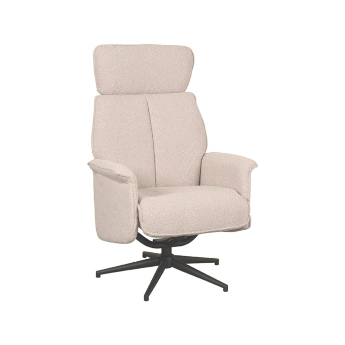 Relaxfauteuil Veerle in naturel bouclé, schuin van voren