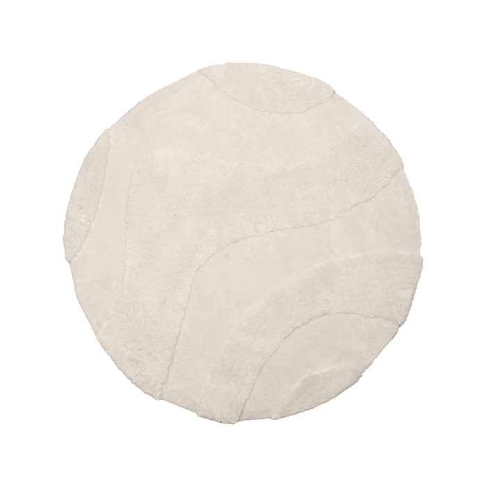 Rond vloerkleed Rik 200 cm crème, van bovenaf gezien