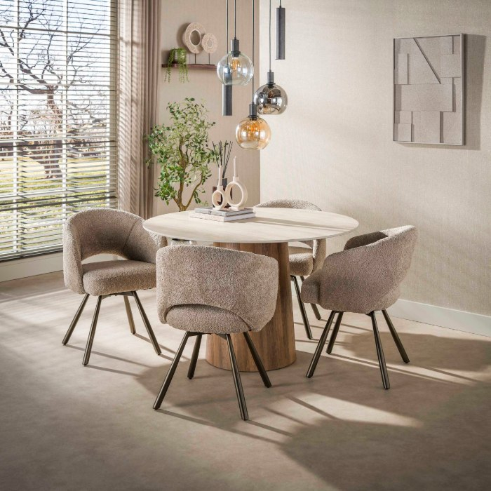 Ronde keramische eettafel 120 cm Axel met centrale poot - sfeerfoto 1