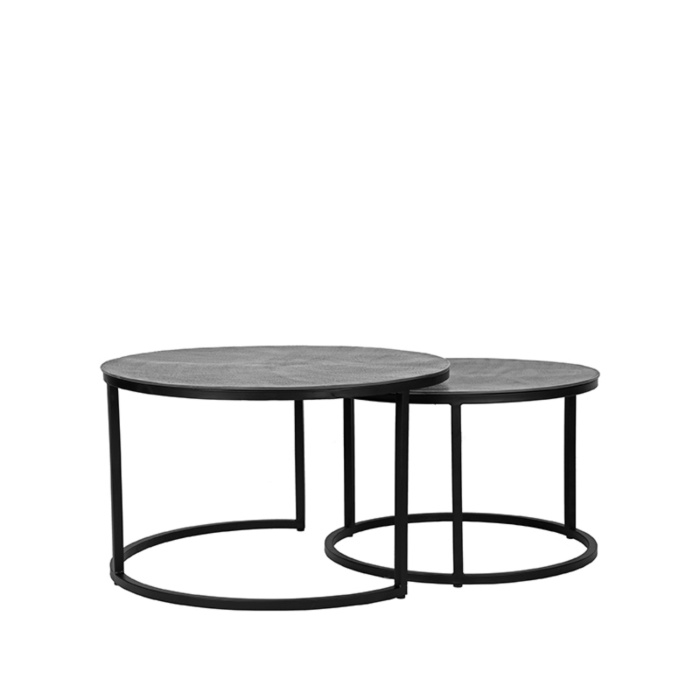 Salontafel set Govert metaal 75 cm antraciet, recht van voren