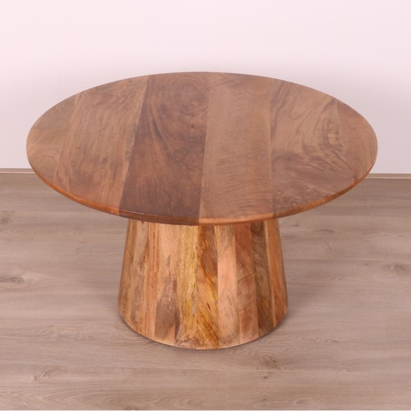 Ronde mangohouten salontafel 80 cm.