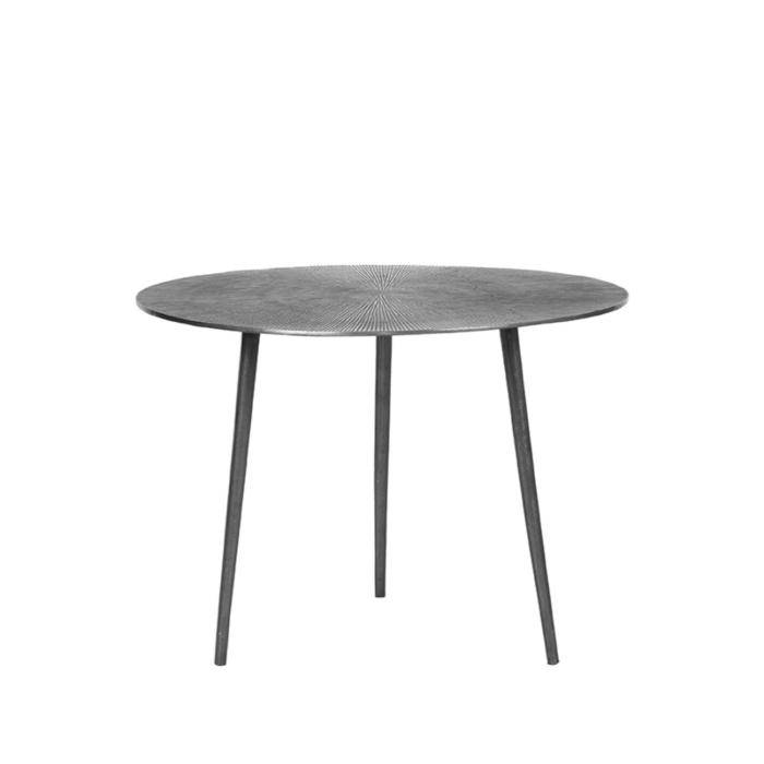Ronde salontafel Nick gegoten metaal 60 cm grijs, recht van voren