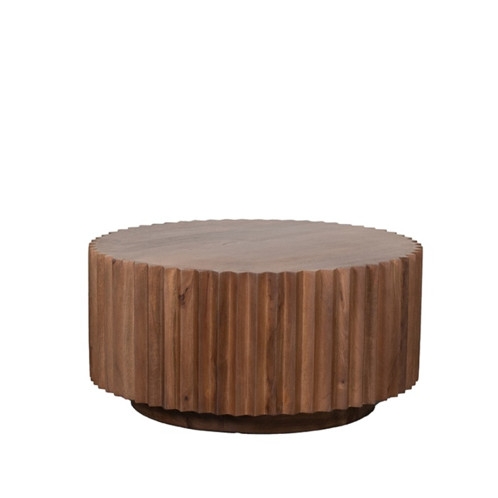 Ronde salontafel Noa mangohout 70 cm naturel, recht van voren