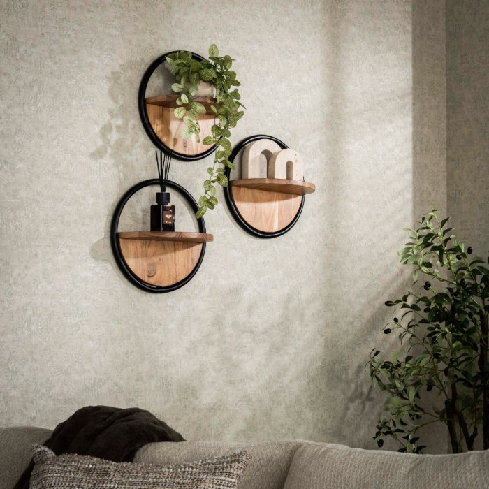 Ronde wandschappen set van 3 Pia met metalen frame - sfeerfoto 1