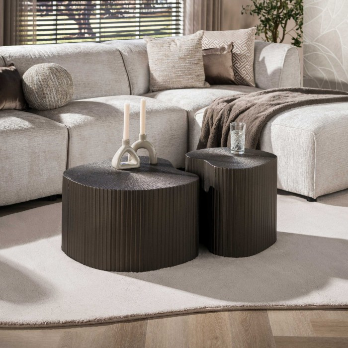 Salontafel brons niervormig Silas set van 2 - sfeerfoto 1