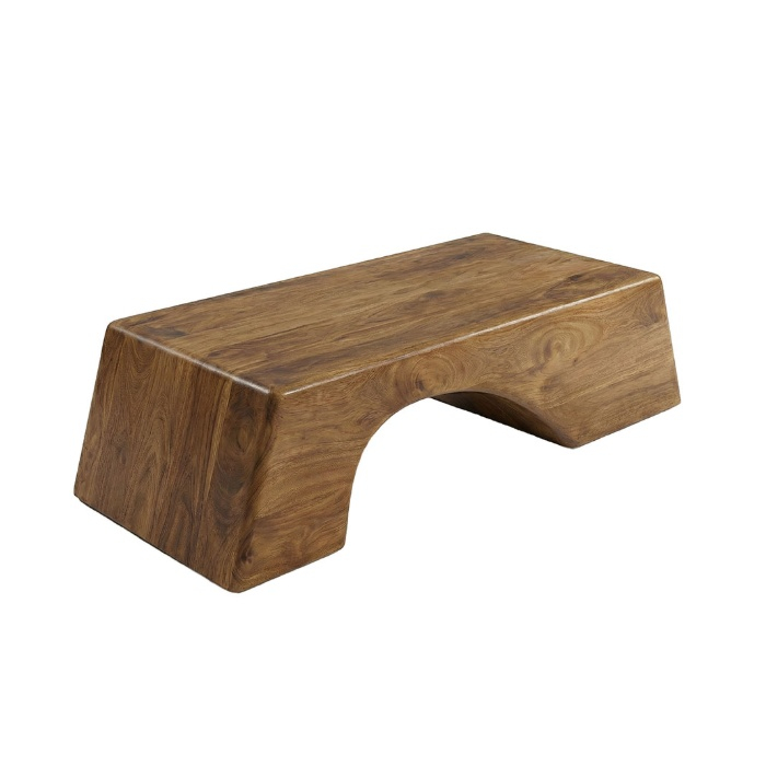 Salontafel Eric in mangohout naturel, schuin van voren