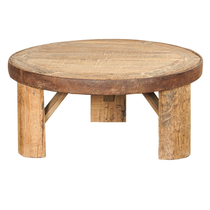 Salontafel oud hout en metaal.