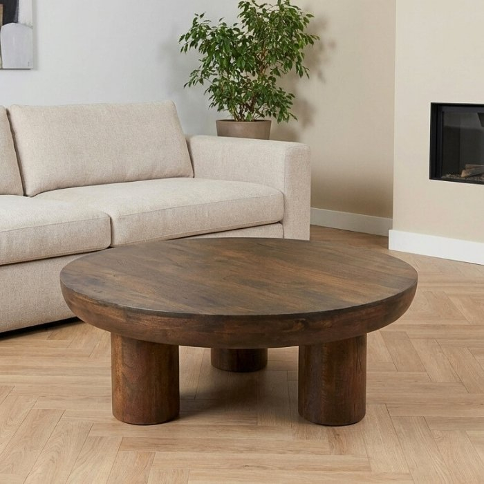 Salontafel rond hout bruin