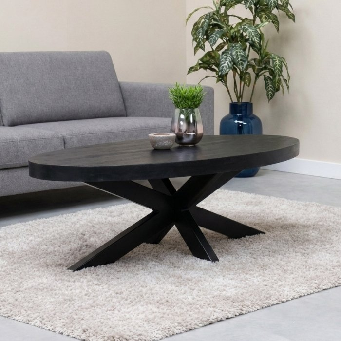 Salontafel ovaal zwart.