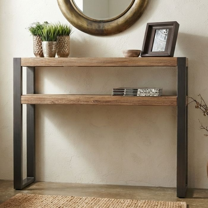 Industrieel sidetable acaciahout 100 cm