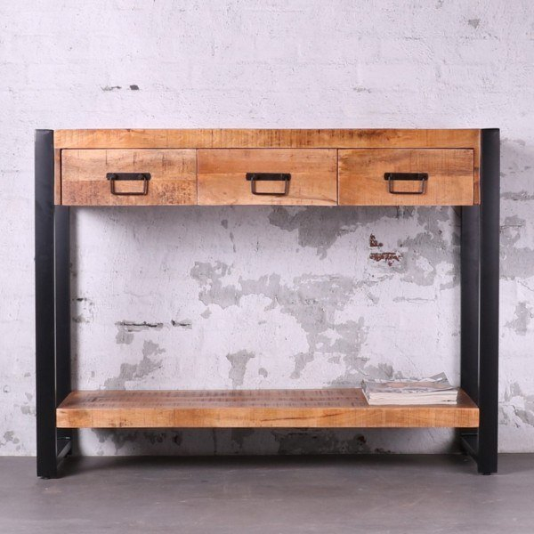 Sidetable van mangohout met laden 120cm breed