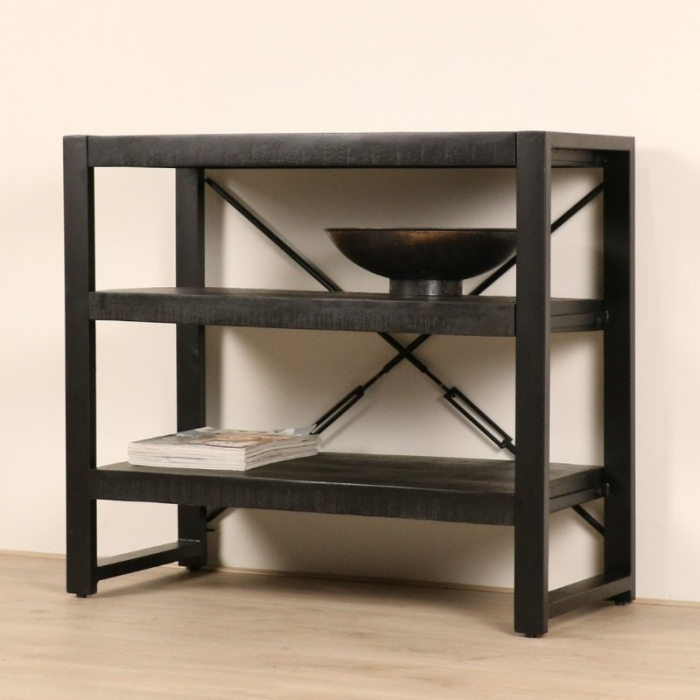 Sidetable mangohout zwart 90 cm.