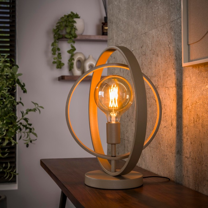 Tafellamp met draaiende ringen Karo beige 43 cm - sfeerfoto 1