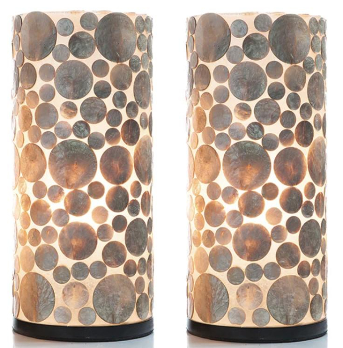 Tafellamp met schelpen goud kleurig