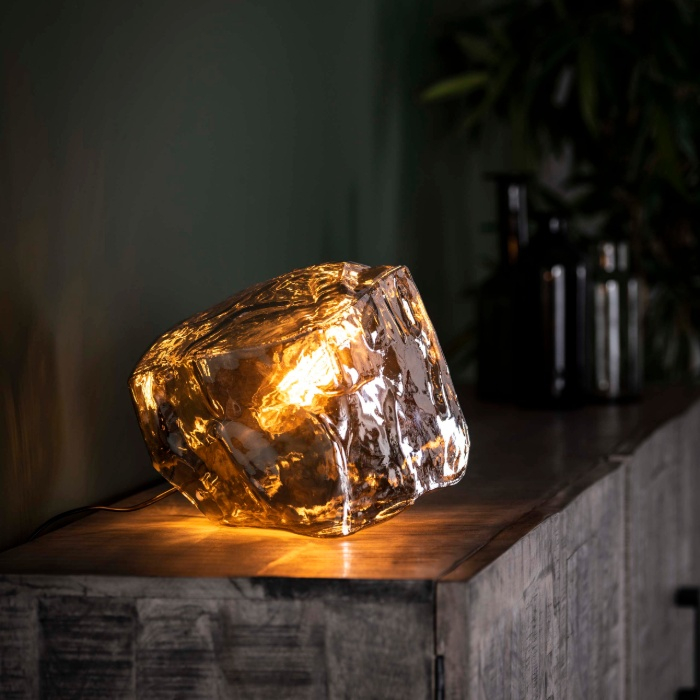 Tafellamp van mondgeblazen glas Hanna chroom - sfeerfoto 1