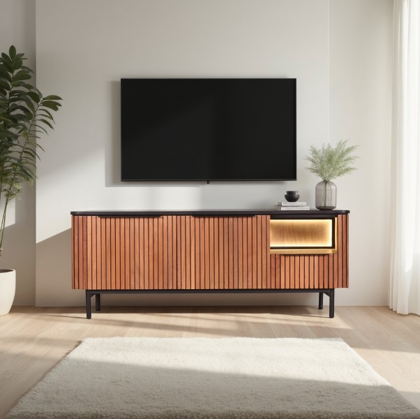 Tv meubel met verlichting 145 cm breed.