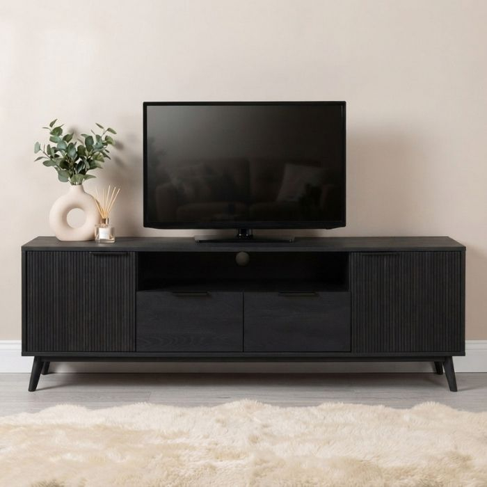Eiken tv-meubel zwart 180 cm. 