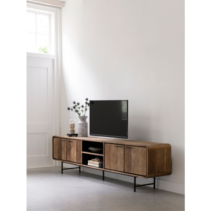 Tv meubel teakhout met 4 deuren.