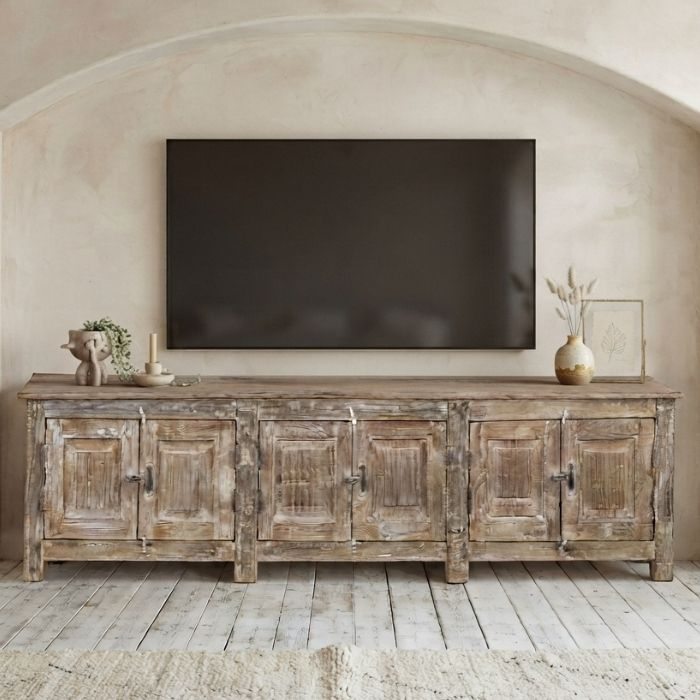 Tv-meubel teakhout 216 cm breed