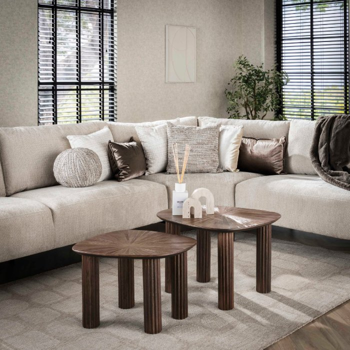Vierhoekige teakhouten salontafel Olin set van 2 62 cm - sfeerfoto 1