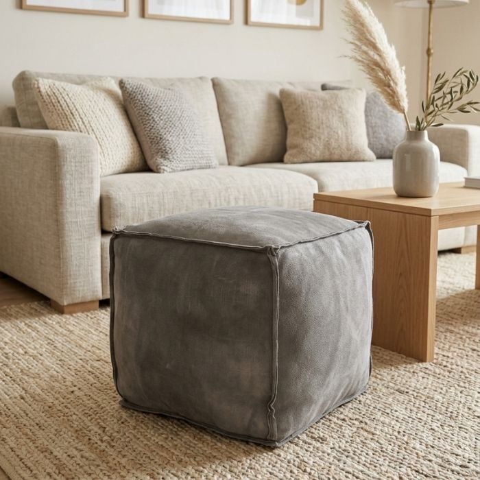 Poef lightgrey vierkant. 
