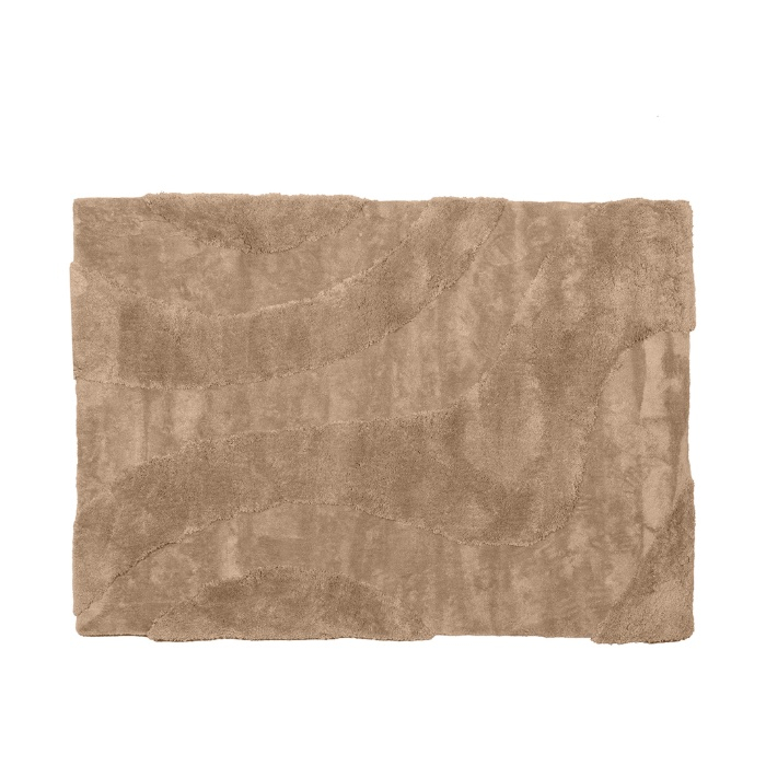 Vloerkleed 160x230 Rik beige met glanzende structuur, van bovenaf gezien