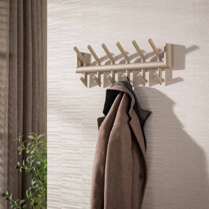 Wandkapstok metaal Zola 6 dubbele haken beige - sfeerfoto 1
