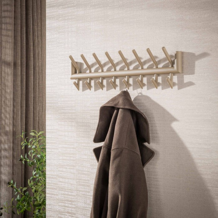 Wandkapstok metaal Zola 8 dubbele haken beige - sfeerfoto 1